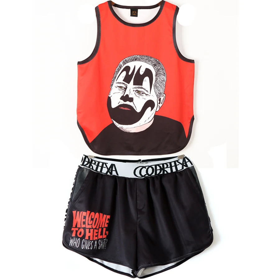 

2 piece set women Harajuku casual sleeveless cute tops womens shorts Cartoon Characters print tracksuits for women two piece set