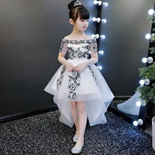 Милое Платье для малышей; платье с цветочным рисунком; Одежда для девочек с вышивкой и открытыми плечами; Детские Платья с цветочным узором для девочек; белое свадебное платье