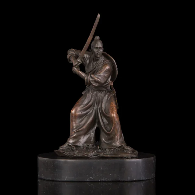 atlie bronzes statue bronze japanese samurai revolving swords