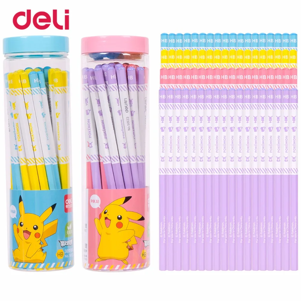 Deli Cute Pokemon Pikachu HB стандартная точилка для карандашей ластики безопасные нетоксичные карандаши для рисования 36/набор офисные школьные принадлежности