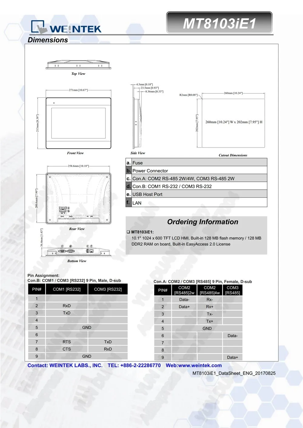 10," HMI MT8103iE 10,1 дюймов сенсорной панелью с Ethernet Wifi Weintek Weinview в коробке