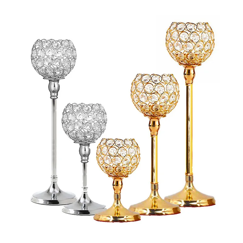 HeyMamba Crystal Candle Holders Metal Candlestick Wedding Table Centerpieces Decoration Stand Flower Racks | Дом и сад