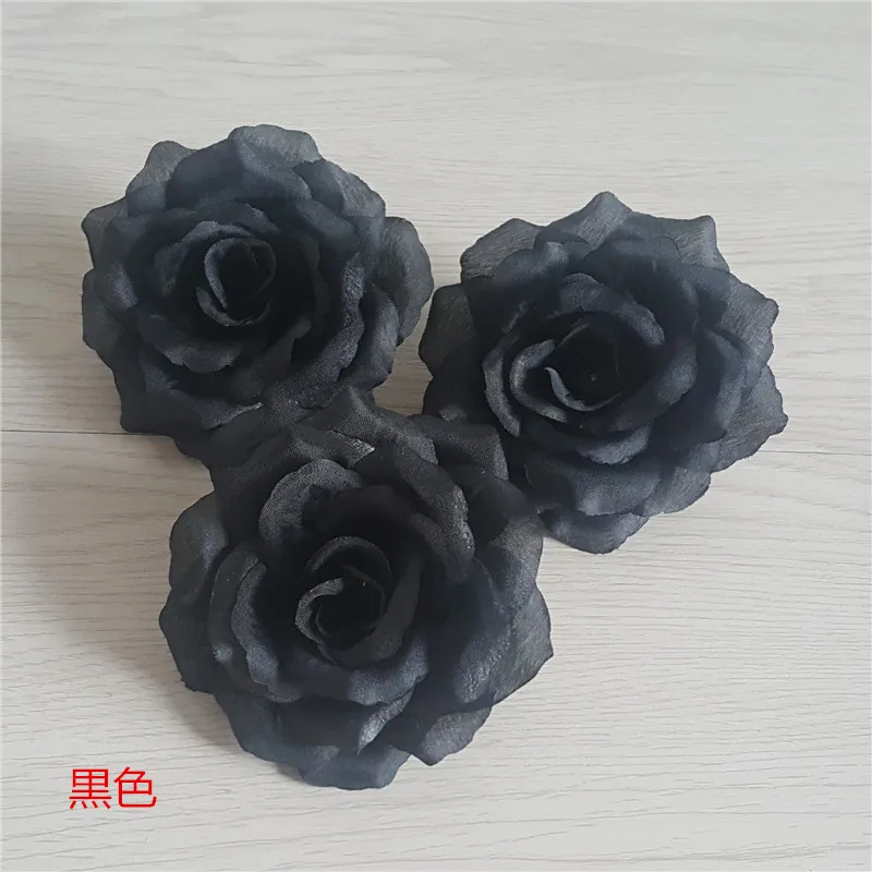 

10PCS 10cm Black Artificial Silk Roses Flower Head for DIY Wedding Flower Wall Arches Fake Flowers Valentine's Day Decoration
