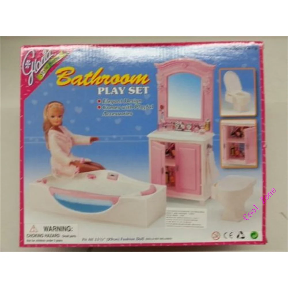 Miniature Bathroom Furniture for Barbie Doll House Pretend Play Toys