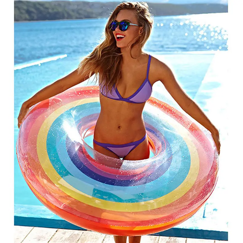 

Summer sports Swimming Ring Swimming Pool Inflatable Rainbow Swim Ring Adult Fruit Swim Ring Lifebuoy Inflatable Toy 4as