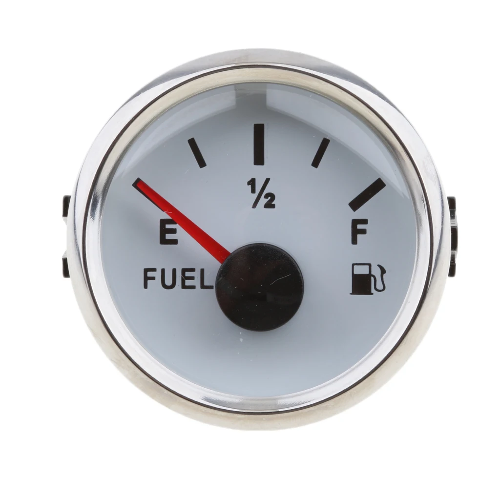 1 Set 2 inch 12V Car Fuel Level Gauge Car Meter with Fuel Float Sensor E-1/2-F Pointer Fuel Tank White  Rim Automotive Gauges