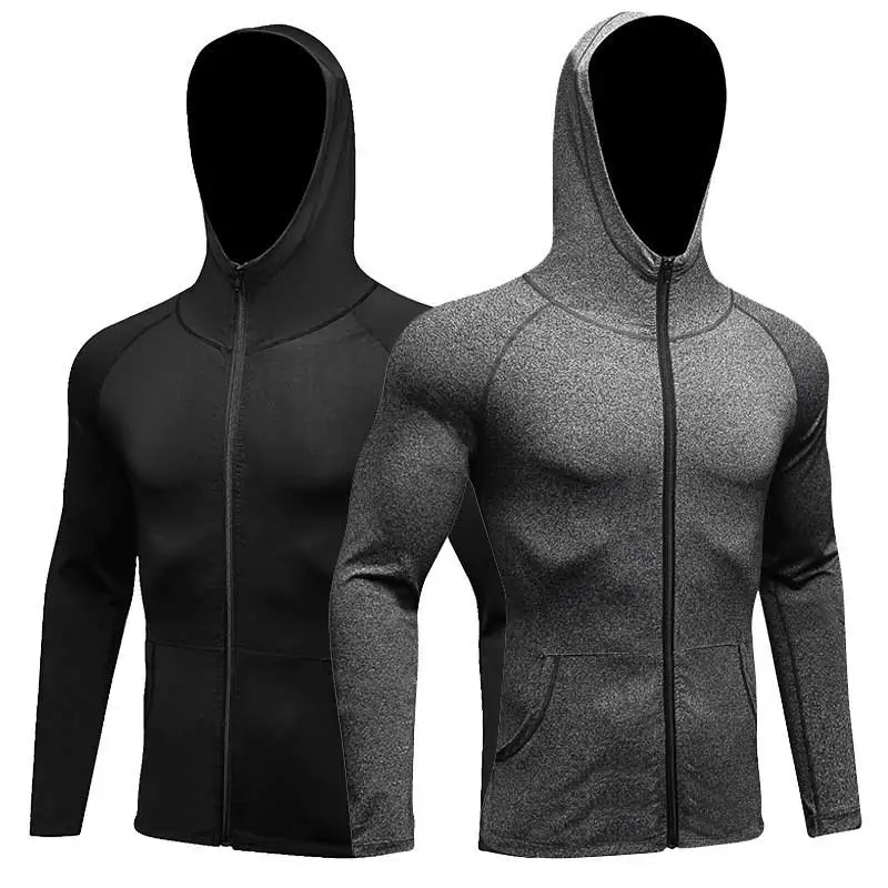 

Men Quick Dry Cap Hoodie Sweatshirt Sporting Jersey Compress Fitness Tight Rashgard Shirt Gymming Bodybuilding Runs Jacket 9002