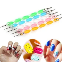 Drawing Design 5 Pcs 2 Ways Nail Art Decorations Nail Tool Dotting Pen Marbleizing Manicure Tools maquiagem Women Beauty Health