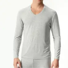 Новинка, бамбуковое волокно, v-образный вырез, теплые кальсоны, набор для мужчин, ультра-мягкое однотонное тонкое термобелье, мужские пижамы 7XL