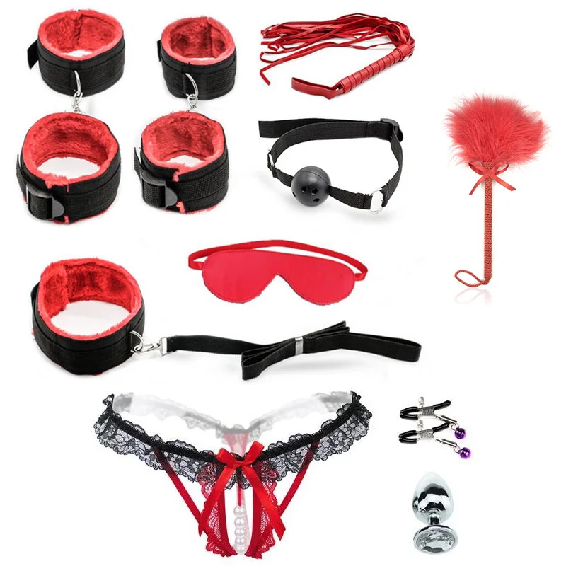 10pcs Set Flirting Sex Toys For Adults Bdsm Bondage Set