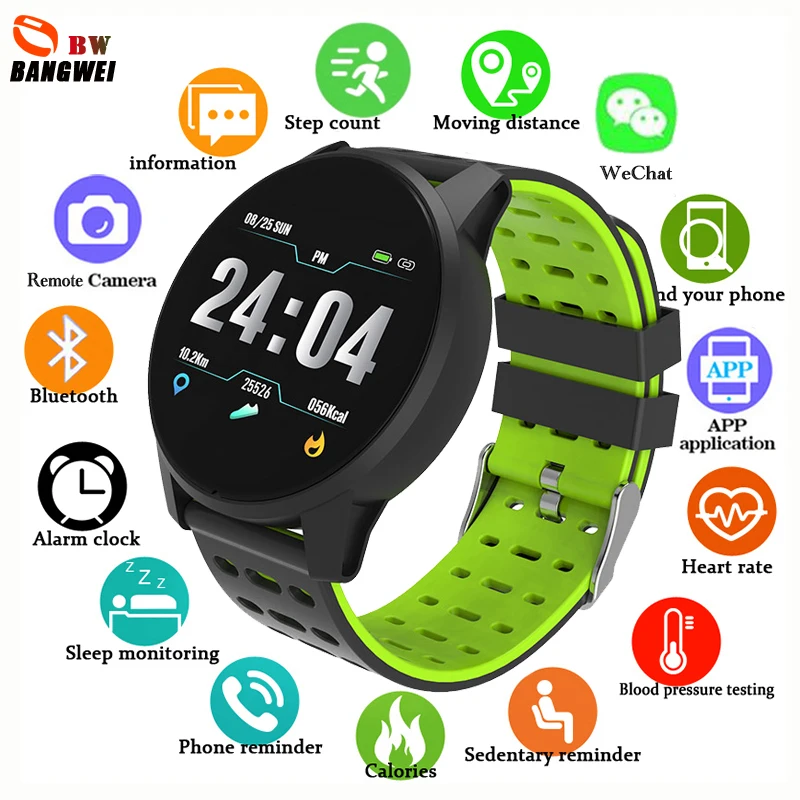 

BANGWEI Sport Watch Smart IP67 Waterproof Fitness Bluetooth Connection Android ios System Heart Rate Monitor Pedometer Watch+box