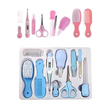 

JOCESTYLE 10pcs/Set Baby Health Care Tools Set Portable Grooming Thermometer Feeding Device Cutter Nail Newborn Tool 2 Colors
