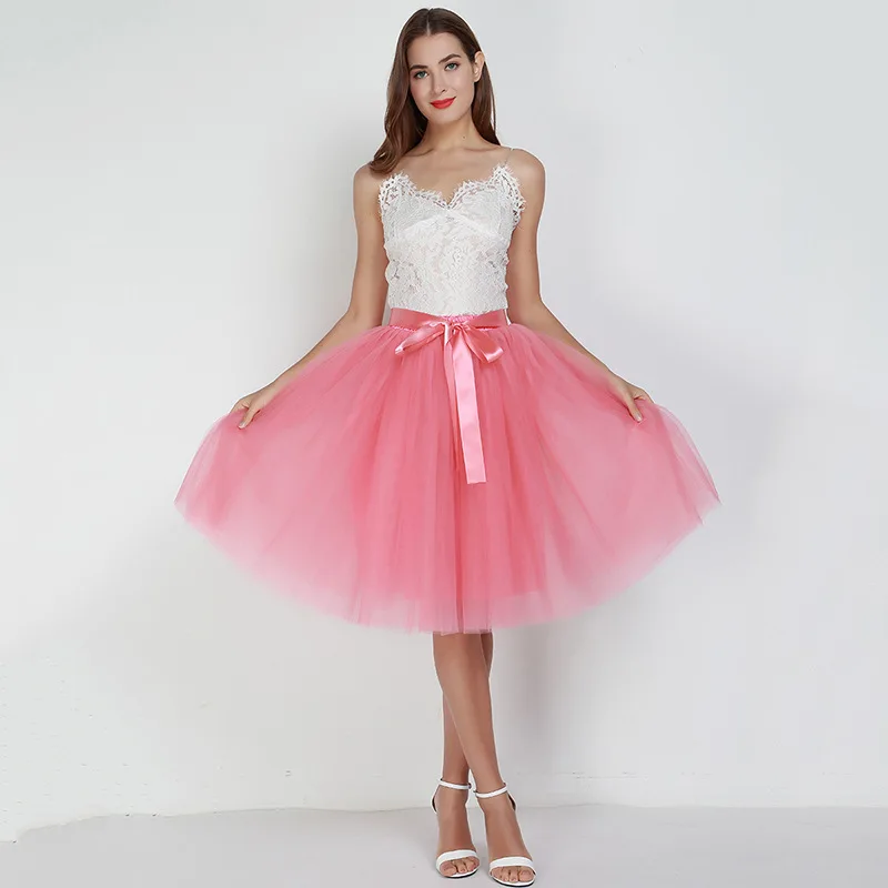 Модная летняя пикантная тонкая красная Тюлевая юбка для девочек с высокой талией, милая плиссированная элегантная танцевальная юбка-пачка