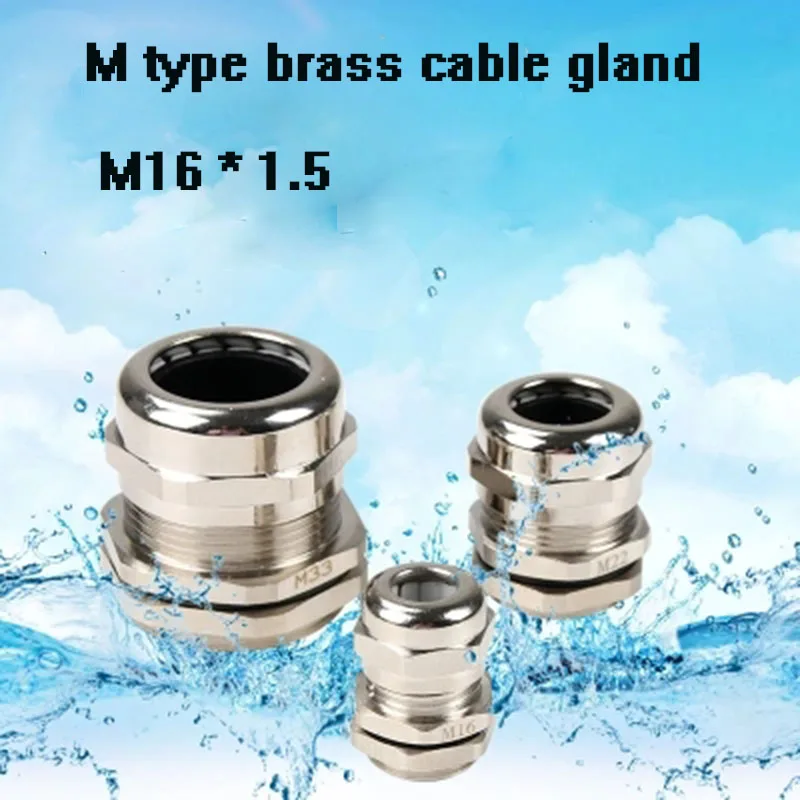 M16*1.5 Nickel Brass Metal cable glands IP68 Waterproof Cable Gland