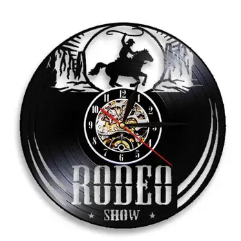 

Freedom Rider Rodeo Show Wall Clock Cowboy Wild Rodeo Life Vinyl Record Wall Clock Vintage Western Equestrian Riding Clock Watch