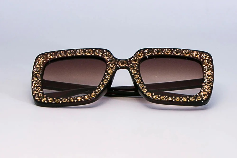 CCSPACE Хрустальный обод женские солнцезащитные очки блестящие квадратные женские Ретро брендовые дизайнерские модные женские оттенки 45321