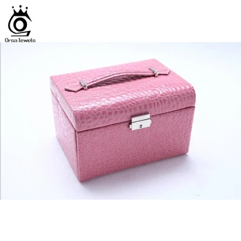 

Women 2 Layers Carrying Box Jewelry Carrying Case with Mirror SO04