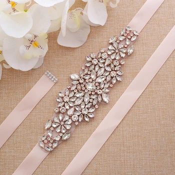 

Handmade Beads Bridal Sash Rhinestones Bridal Belt Rose Gold Crystal Wedding Belt For Wedding Party Dresses A183RG