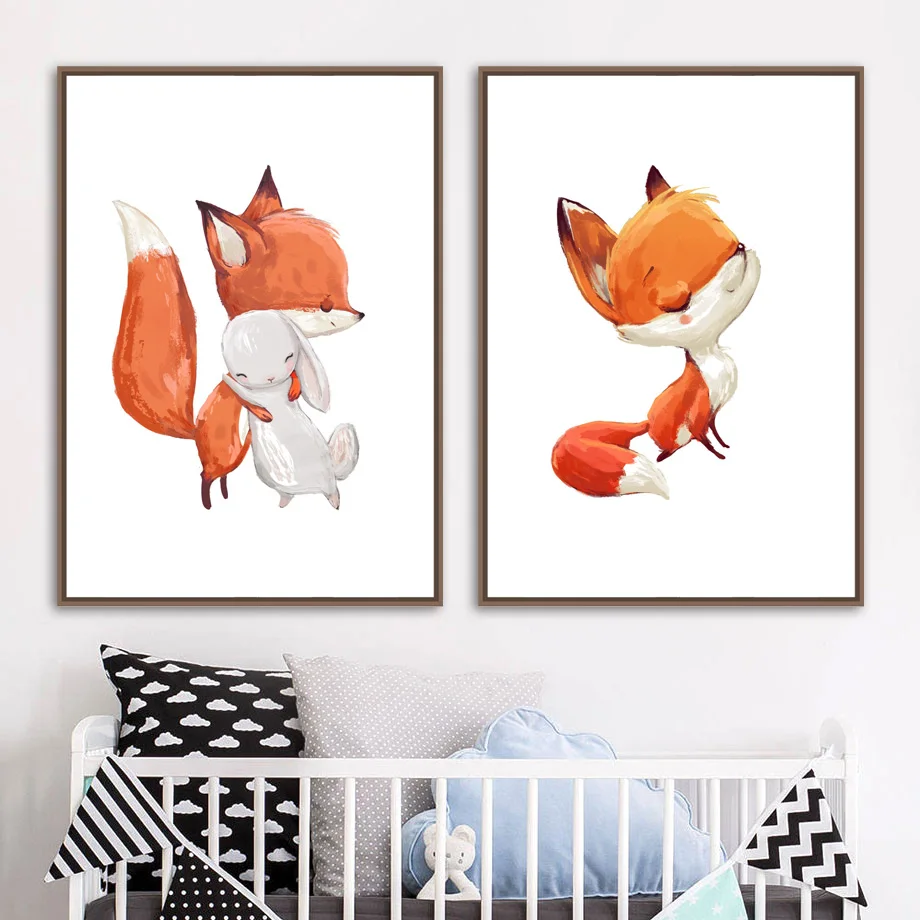 Watercolor-Fox-Bunny-Wall-Art-Canvas-Posters-And-Prints-Canvas-Painting-Nursery-Poster-Nordic-Wall-Pictures (2)