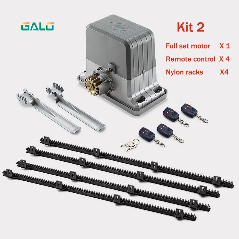 Сверхмощный 1800 кг автоматические раздвижные ворота двигатель авто раздвижные ворота открывалка двигатель с 4 м нейлоновые стойки и пульт дистанционного управления брелоки - Цвет: kit 2