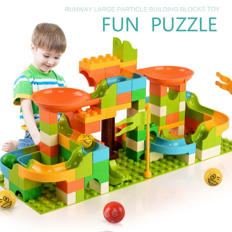 

Marble Race Run Maze Ball Track Building Blocks Funnel Slide Catapult Function DIY Bricks Toys Compatible LegoINGlys Duple Kids