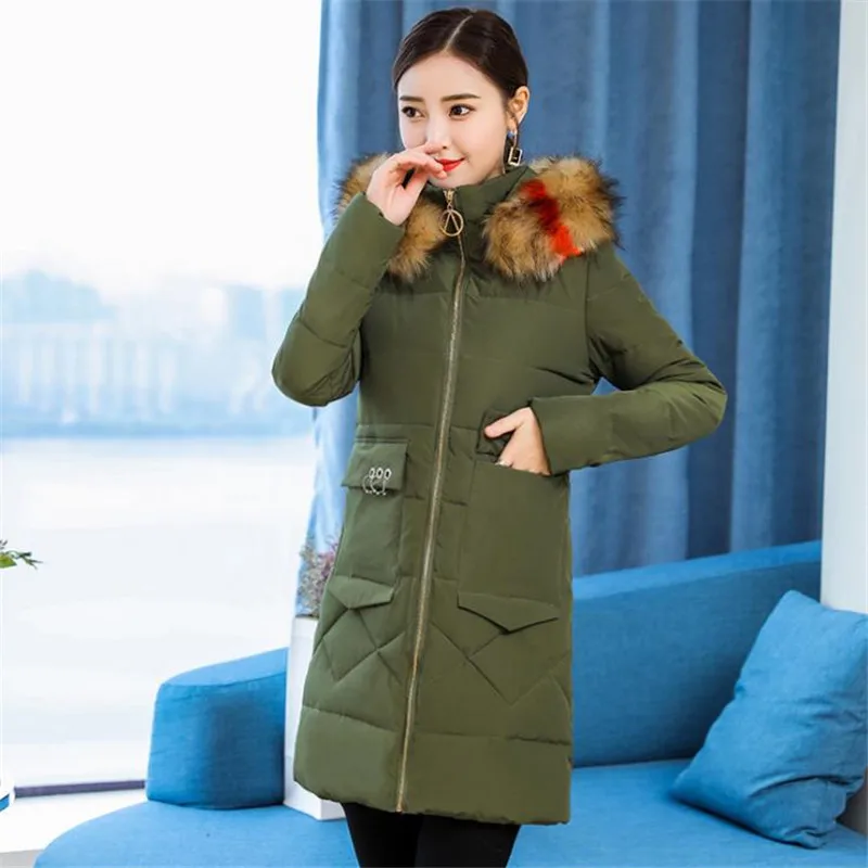 Black Manteau De Parka Chaud rembourré Épais D347 Mode army Green 2018 Femelle Plus Fourrure D'hiver Femmes Col caramel Moyen white Taille Grand Vers long Le Coton Veste pink Bas xgwXAa