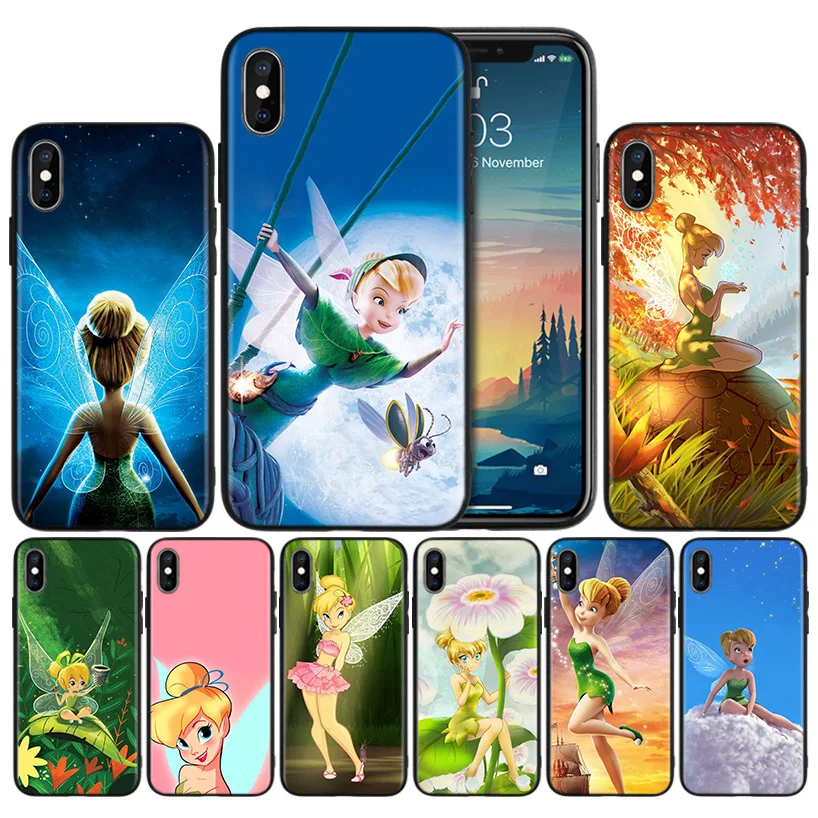 

Tinkerbell Cartoon Soft Black Silicone Case Cover for iPhone 7 8 XS Max XR X 6 6S 5 5C 5S SE Plus 7+ 8+ 6+ 6S Phone Fundas Capa