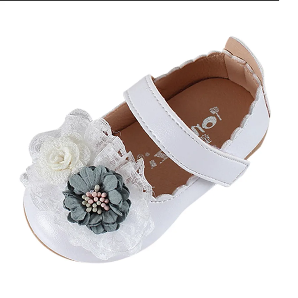 Детская обувь; повседневные модные сандалии для девочек; сезон весна-лето; элегантная обувь с цветочным узором; босоножки на застежке-липучке; обувь принцессы - Цвет: White