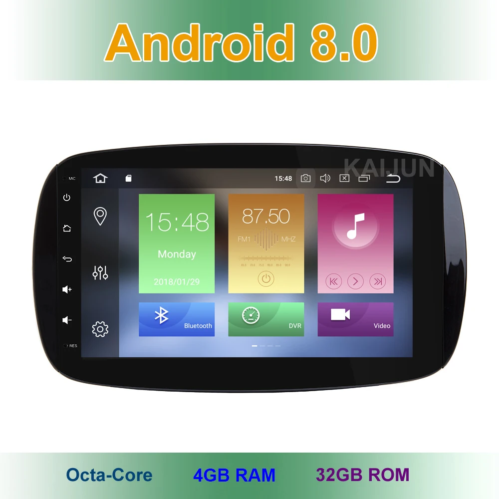 

9" Android 8.0 Car DVD Multimedia Radio GPS for Mercedes Benz Smart Fortwo 2016 2017 2018 with Stereo WiFi BT