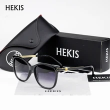 HEKIS Sunglasses Cat Eye Ladies Sunglasses 2017 Luxury Classic Women Fashion Shades Brand Designer Alloy Legs Points D1714