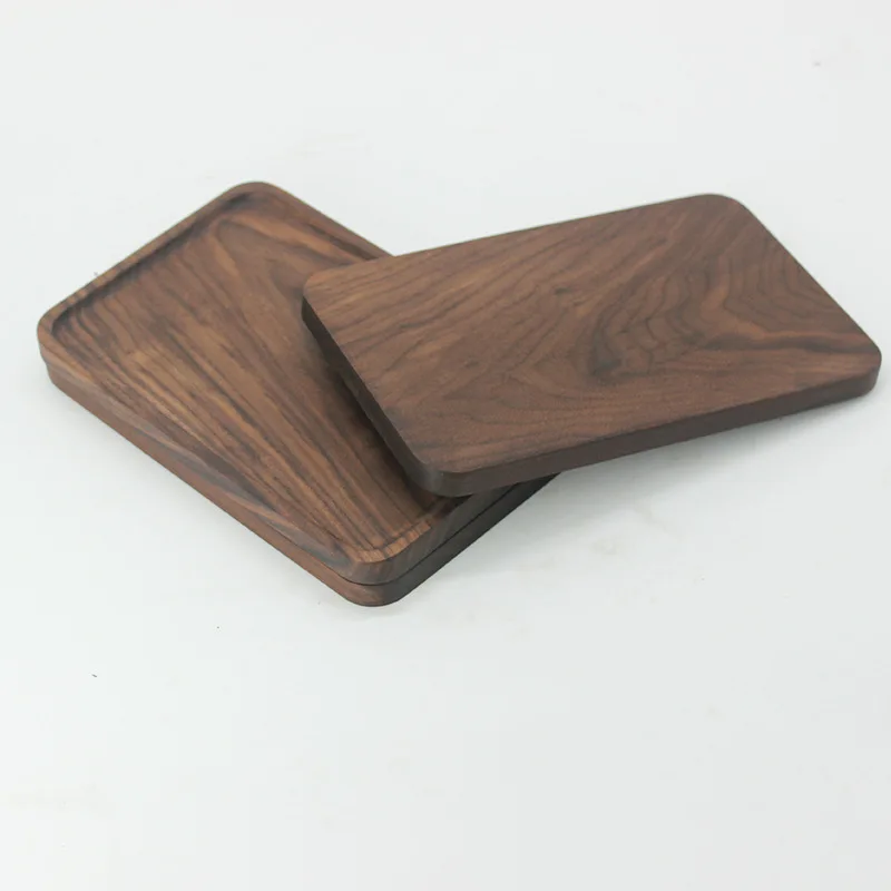 Black Walnut Wood Rectangular Serving Tray Tea/Coffee/Wine/Fruit Decorative Platters