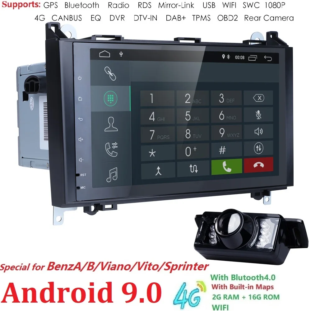  2GRAM 4G WIFI 2din no-DVD GPS Head unit for Mercedes Benz B200 A B Class W169 W245 Viano Vito W639 