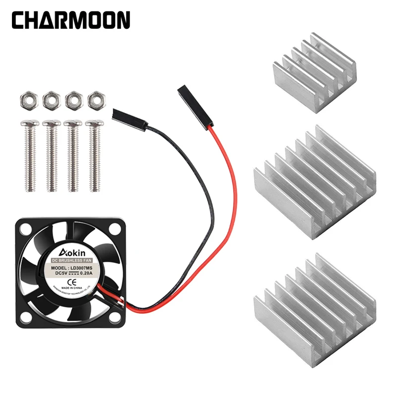 Для Raspberry Pi 3 B + бесщеточный процессор вентилятор охлаждения DC 5 в с 3 шт. алюминиевые радиаторы для Raspberry Pi 3b, 2b, Pi Модель