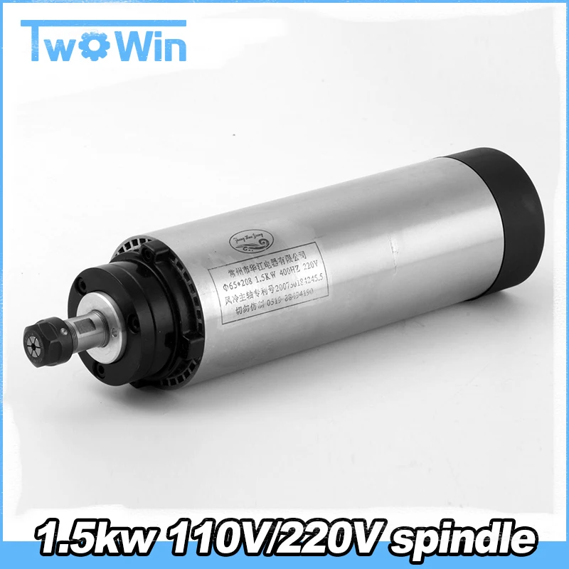 

1.5KW 65MM ER11 220v/110v cnc Spindle 24000rpm Machine Spindle Motor Air Colling Engraving Milling Spindle AC Spindle 4 Bearing