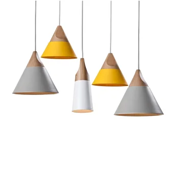 

Pendant Lights in Metal Shade with Beech Wood Grain Cap, 1.2m string, 4kg Each Weight