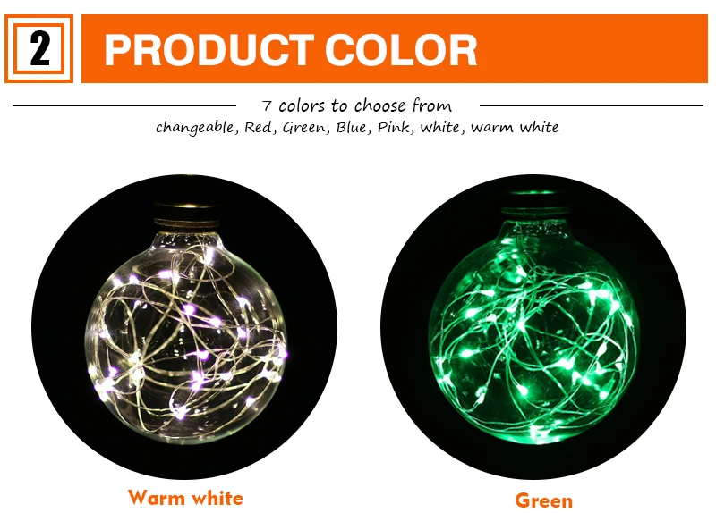 G95 светодиодный светильник Эдисона, синий, красный, зеленый, белый, сказочный светильник E27, 220 В, RGB, винтажный Ретро светильник с нитью накаливания для праздников и вечеринок