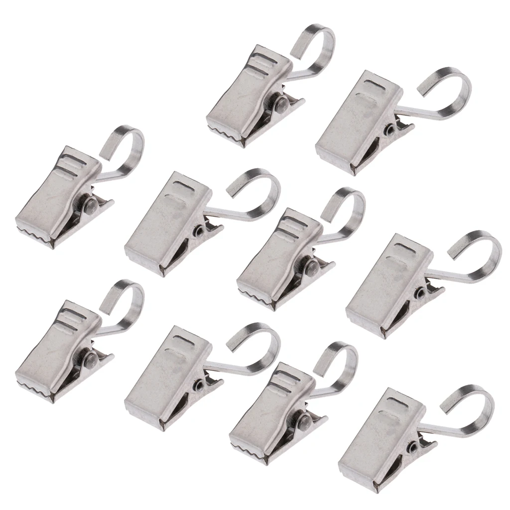 10-Pcs Heavy Duty Curtain Clips with Hook/Spring Clamps/Roman Clips Carrier, Rustproof