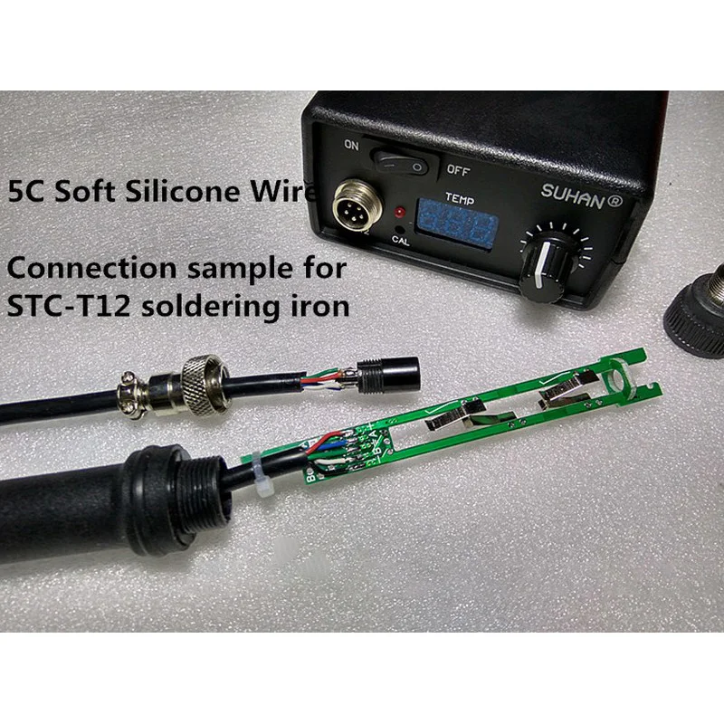 3C/4C/5 сердечник Мягкий силикон 1 метр провод кабель Луженая Медь паяльник высокая температура провода для T12 паяльник