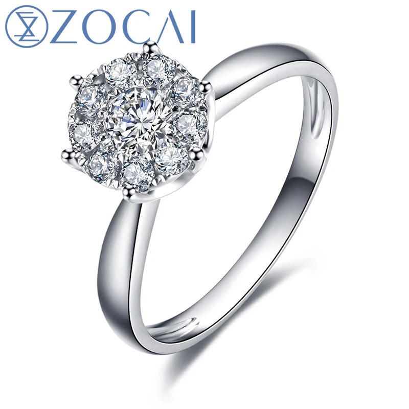 

ZOCAI 0.35 CT CERTIFIED H / SI DIAMOND ENGAGEMENT RING ROUND CUT 18K WHITE GOLD JEWELRY W00041
