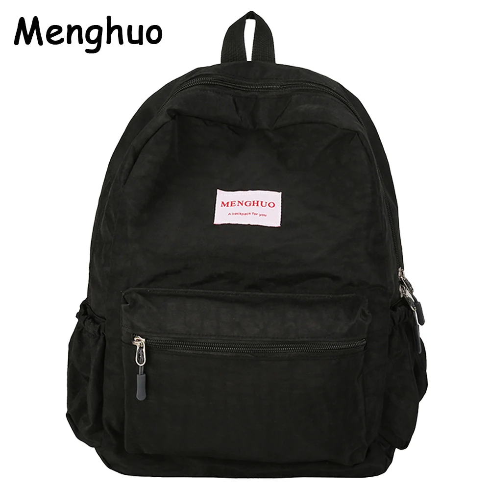 Menghuo marca 2017 mujeres preppy macarons paneles impermeable nylon mochila moda compras Bolsas de viaje mochila