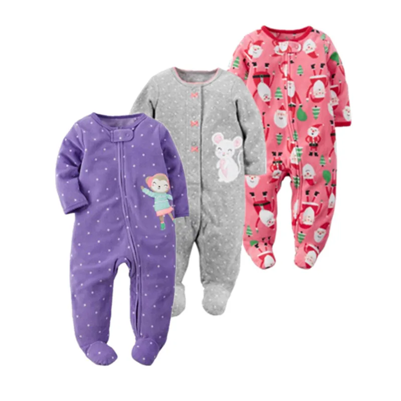 2018 christmas baby girl clothes , soft fleece kids one pieces