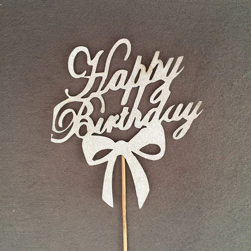 3 шт./партия, блестящий бант, топпер для торта «С Днем Рождения», украшение торта на день рождения, детский подарок на день рождения