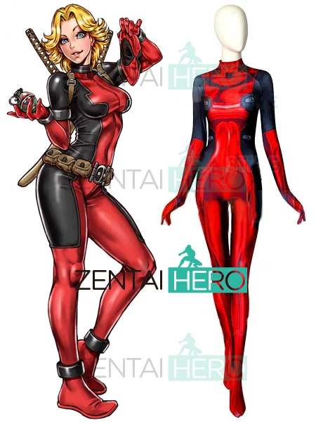 

3D Printing Custom Made Deadpool Superhero Costume Women Girl Lady New Deadpool Cosplay Costume Tight Catsuit Bodysuit Only Suit