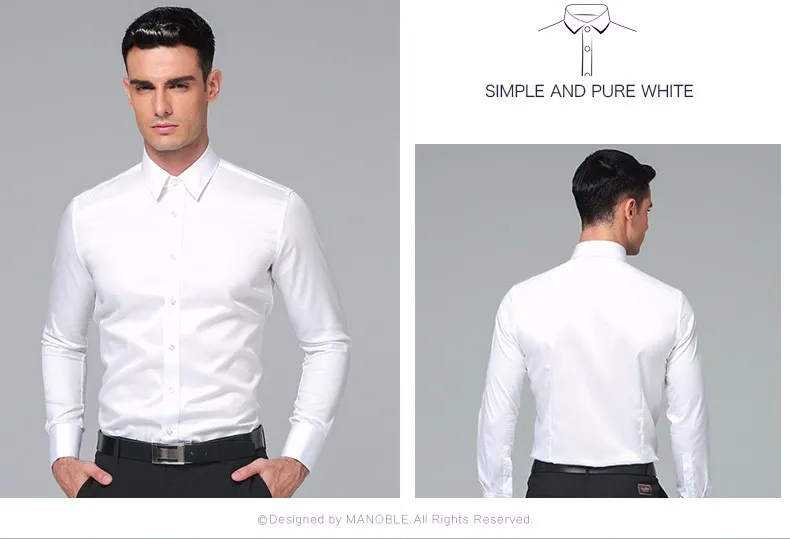 mens short sleeve white shirt High Quality 2021 Brands New Regular Fit Shirts for Men Business Long Sleeve Cufflink Cotton Solid Color Camisas De Hombre mens short sleeve dress shirts