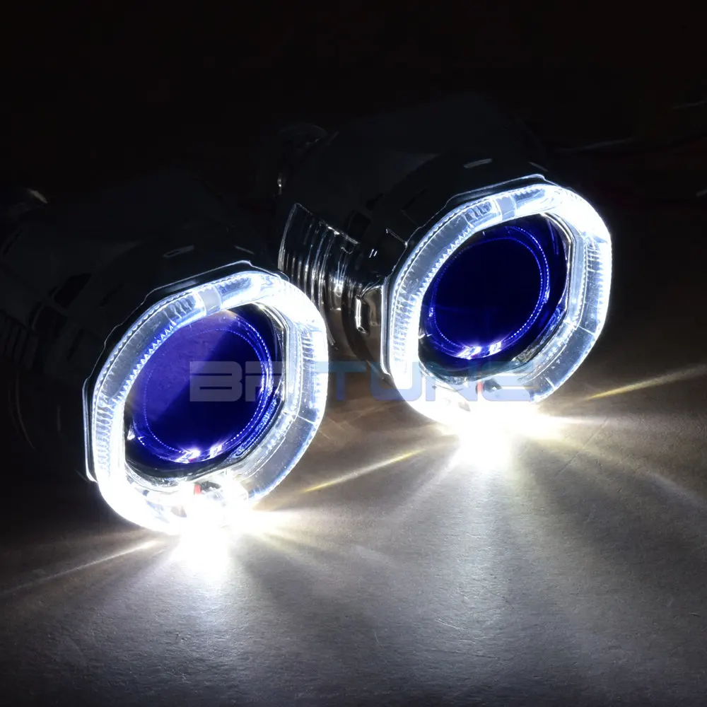 Линзы для фар биксеноновый проектор глаза ангела дьявола 2,5 WST 8,0 для H4 H7 автомобильные аксессуары для модификации DIY использование ксеноновых ламп H1 - Color: White-Blue
