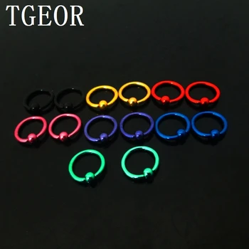 

free shipping wholesale 1.2*8*3mm body piercing 100pcs surgical Stainless Steel Electrophoresis colors captive ring