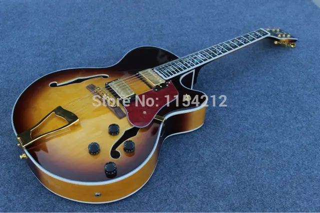 Cheap High Quality ES Electric Jazz Guitar Vintage Sunburst Hollow Body Double F-Holes Binding Guitar
