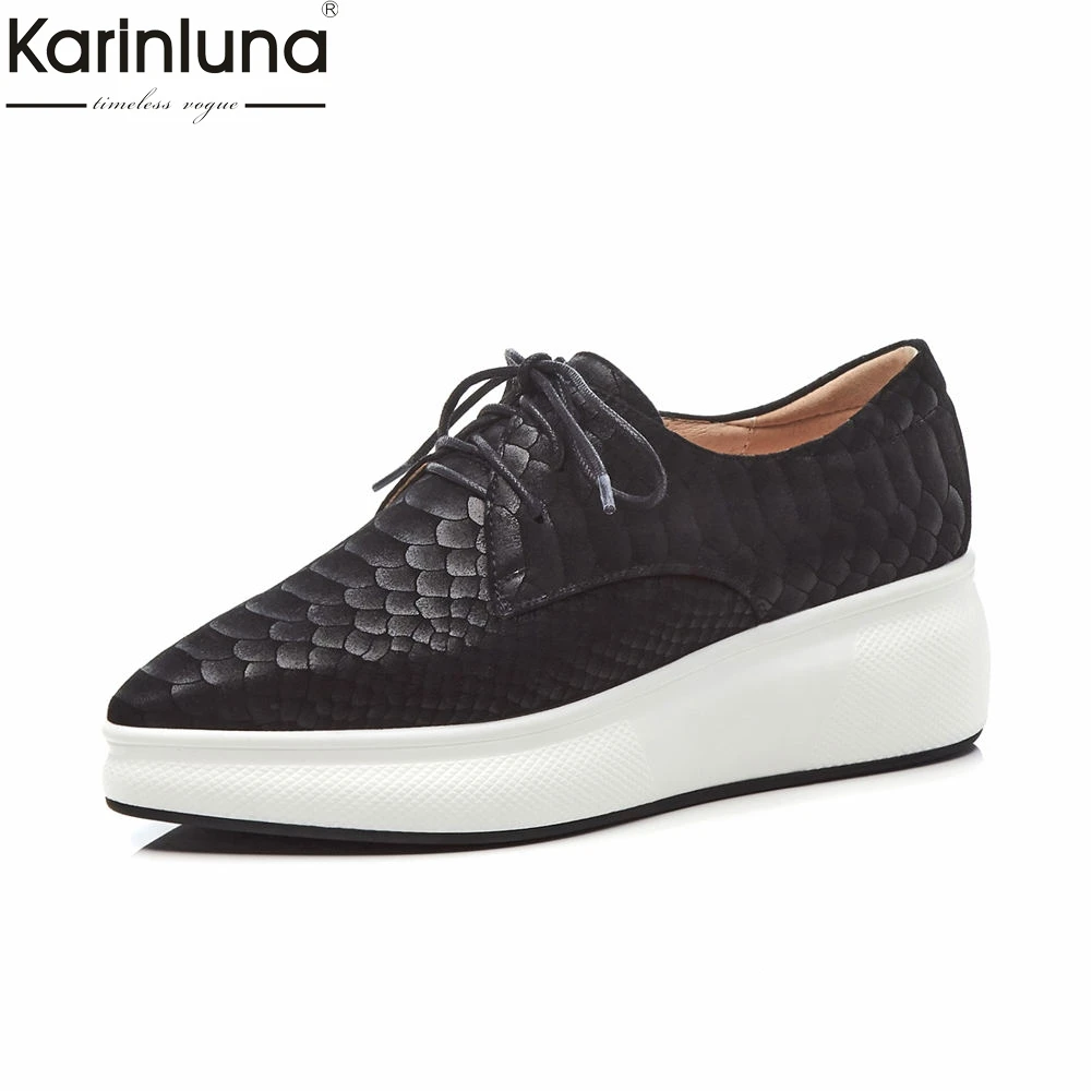 

brand design high quality snake kid suede leather women's flat platform shoes leisure pointed toe shoes woman flats