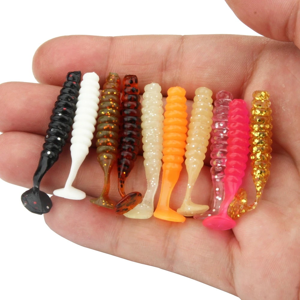 Full Swimming Fish Bait Fishing Lures Saltwater Freshwater 20pcs 10 Colors T-Tail Soft Lures Fishing Worms Accessories  (18)