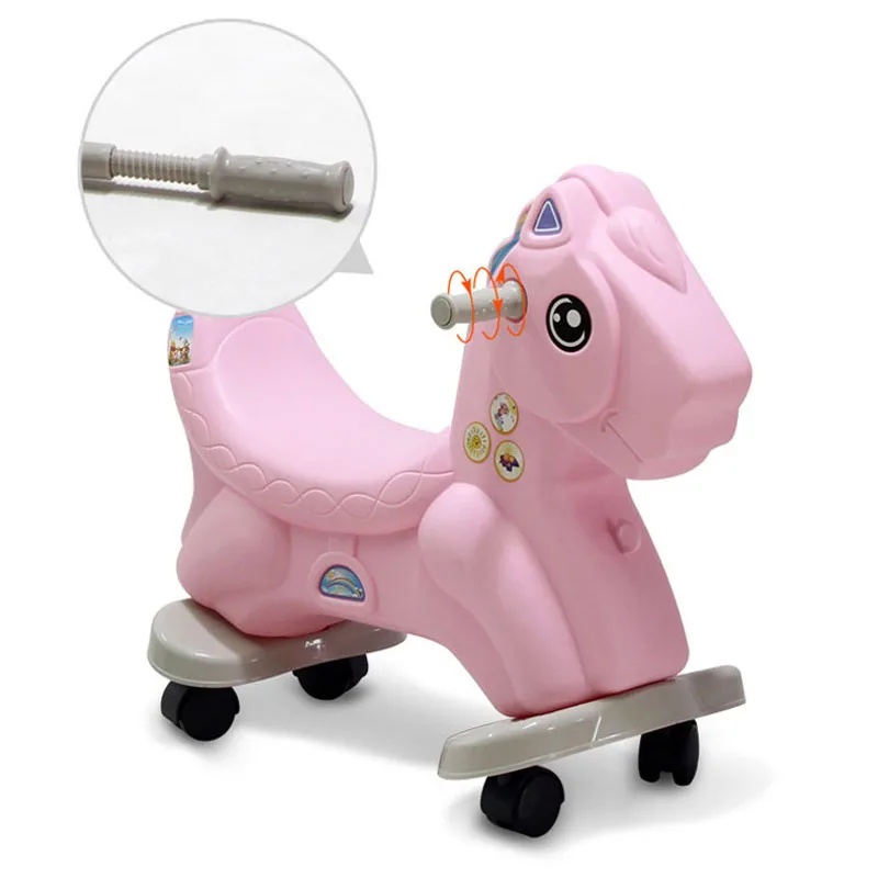 Get  Baby Rocking Horse Plastic Large Size Rocking Chair Dual-use Ride on Animal Toys 1-6 Years Riding H